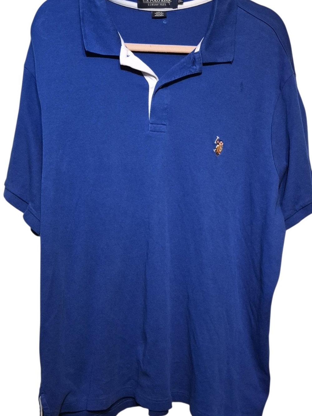 Polo by Ralph Lauren Blue Polo with White Inner Placket and Embroidered Pony 2XL